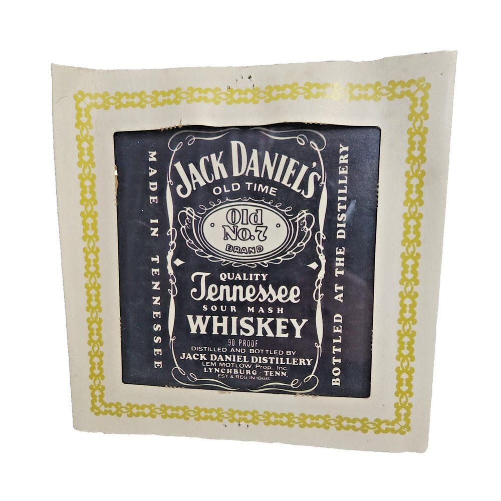 Jack Daniels Old # 7 Tennessee Whiskey 8" Fair Carnival Glass Sign Mirror Prize